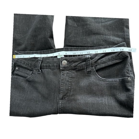 CLEO Petites Black Denim Straight Leg Stretch Jeans Size 12 - Picture 7 of 12